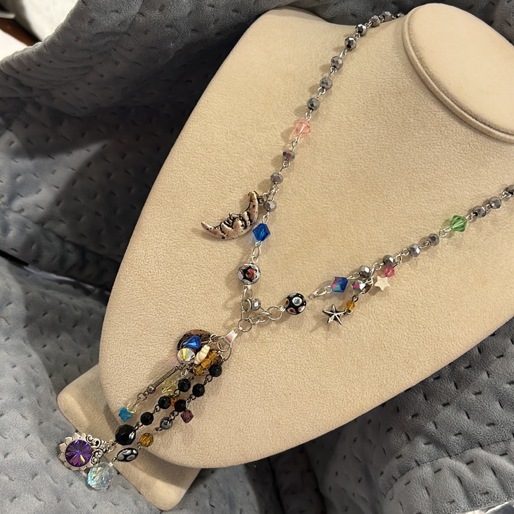 Celestial Charm &Crystal Necklace-Boutique
